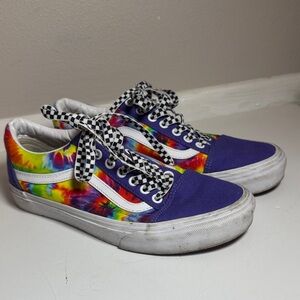 Vans Customs Low Top tie dye purple Shoes Mens 7 Womens 8.5 sneakers
